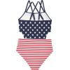 imageGirls One Piece Swimsuits Bathing Suit for Teens Cut Out Cute Girls OnePiece Swimwear Criss Cross for Kids Summer BeachAmerican Flag