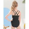 imageGirls One Piece Swimsuits Bathing Suit for Teens Cut Out Cute Girls OnePiece Swimwear Criss Cross for Kids Summer BeachBlack