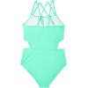 imageGirls One Piece Swimsuits Bathing Suit for Teens Cut Out Cute Girls OnePiece Swimwear Criss Cross for Kids Summer BeachBluegreen
