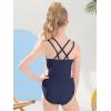imageGirls One Piece Swimsuits Bathing Suit for Teens Cut Out Cute Girls OnePiece Swimwear Criss Cross for Kids Summer BeachNavy Blue
