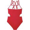 imageGirls One Piece Swimsuits Bathing Suit for Teens Cut Out Cute Girls OnePiece Swimwear Criss Cross for Kids Summer BeachRed