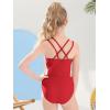 imageGirls One Piece Swimsuits Bathing Suit for Teens Cut Out Cute Girls OnePiece Swimwear Criss Cross for Kids Summer BeachRed