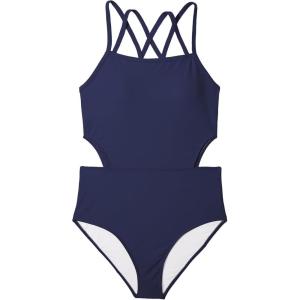 imageGirls One Piece Swimsuits Bathing Suit for Teens Cut Out Cute Girls OnePiece Swimwear Criss Cross for Kids Summer BeachNavy Blue
