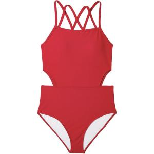imageGirls One Piece Swimsuits Bathing Suit for Teens Cut Out Cute Girls OnePiece Swimwear Criss Cross for Kids Summer BeachRed