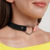 imageAmerican Trends Vintage PU Leather Choker Necklace Love Heart Adjustable Goth Choker Gothic Punk Choker PU Necklace Soft Collar Chain for Women GirlsBlack  Pink Choker