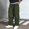 imageMens Baggy Cargo Pants Vintage Casual Drawstring Parachute Pant Loose Fit Jogger Streetwear Pants with PocketsArmy Green