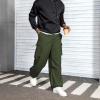 imageMens Baggy Cargo Pants Vintage Casual Drawstring Parachute Pant Loose Fit Jogger Streetwear Pants with PocketsArmy Green