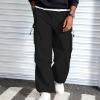 imageMens Baggy Cargo Pants Vintage Casual Drawstring Parachute Pant Loose Fit Jogger Streetwear Pants with PocketsBlack