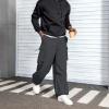 imageMens Baggy Cargo Pants Vintage Casual Drawstring Parachute Pant Loose Fit Jogger Streetwear Pants with PocketsDarkgrey