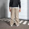 imageMens Baggy Cargo Pants Vintage Casual Drawstring Parachute Pant Loose Fit Jogger Streetwear Pants with PocketsKhaki