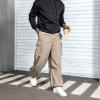 imageMens Baggy Cargo Pants Vintage Casual Drawstring Parachute Pant Loose Fit Jogger Streetwear Pants with PocketsKhaki