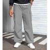 imageMens Baggy Cargo Pants Vintage Casual Drawstring Parachute Pant Loose Fit Jogger Streetwear Pants with PocketsLight Gray