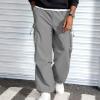 imageMens Baggy Cargo Pants Vintage Casual Drawstring Parachute Pant Loose Fit Jogger Streetwear Pants with PocketsLight Gray