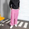 imageMens Baggy Cargo Pants Vintage Casual Drawstring Parachute Pant Loose Fit Jogger Streetwear Pants with PocketsPink