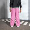 imageMens Baggy Cargo Pants Vintage Casual Drawstring Parachute Pant Loose Fit Jogger Streetwear Pants with PocketsPink