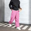 imageMens Baggy Cargo Pants Vintage Casual Drawstring Parachute Pant Loose Fit Jogger Streetwear Pants with PocketsPink
