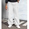 imageMens Baggy Cargo Pants Vintage Casual Drawstring Parachute Pant Loose Fit Jogger Streetwear Pants with PocketsWhite
