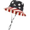 imageWaterproof Bucket Hat for Women Men Rain Hat Wide Brim Packable Sun Hat UV Protection Summer Beach Fishing Hiking Safari HatAmerican Flag