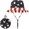 imageBucket hat for Women Men Waterproof Wide Brim Sun Hats Foldable Boonie Safari Fishing Hiking Beach HatsAmerican Flag