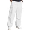 imageMens Baggy Cargo Pants Vintage Casual Drawstring Parachute Pant Loose Fit Jogger Streetwear Pants with PocketsWhite