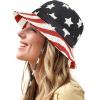 imageWaterproof Bucket Hat for Women Men Rain Hat Wide Brim Packable Sun Hat UV Protection Summer Beach Fishing Hiking Safari HatAmerican Flag