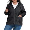 imageAmerican Trends Women Plus Size Light RainCoat Jackets Packable Hooded Waterproof Windbreaker for WomenA Black