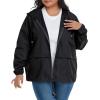 imageAmerican Trends Women Plus Size Light RainCoat Jackets Packable Hooded Waterproof Windbreaker for WomenA Black