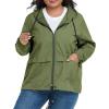 imageAmerican Trends Women Plus Size Light RainCoat Jackets Packable Hooded Waterproof Windbreaker for WomenArmy Green