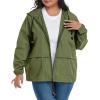 imageAmerican Trends Women Plus Size Light RainCoat Jackets Packable Hooded Waterproof Windbreaker for WomenArmy Green