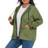 imageAmerican Trends Women Plus Size Light RainCoat Jackets Packable Hooded Waterproof Windbreaker for WomenArmy Green