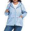 imageAmerican Trends Women Plus Size Light RainCoat Jackets Packable Hooded Waterproof Windbreaker for WomenBlue