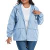 imageAmerican Trends Women Plus Size Light RainCoat Jackets Packable Hooded Waterproof Windbreaker for WomenBlue