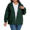 imageAmerican Trends Women Plus Size Light RainCoat Jackets Packable Hooded Waterproof Windbreaker for WomenDark Green