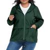 imageAmerican Trends Women Plus Size Light RainCoat Jackets Packable Hooded Waterproof Windbreaker for WomenDark Green