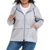 imageAmerican Trends Women Plus Size Light RainCoat Jackets Packable Hooded Waterproof Windbreaker for WomenGrey