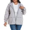 imageAmerican Trends Women Plus Size Light RainCoat Jackets Packable Hooded Waterproof Windbreaker for WomenGrey