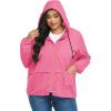 imageAmerican Trends Women Plus Size Light RainCoat Jackets Packable Hooded Waterproof Windbreaker for WomenHot Pink