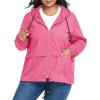 imageAmerican Trends Women Plus Size Light RainCoat Jackets Packable Hooded Waterproof Windbreaker for WomenHot Pink