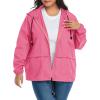 imageAmerican Trends Women Plus Size Light RainCoat Jackets Packable Hooded Waterproof Windbreaker for WomenHot Pink