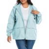 imageAmerican Trends Women Plus Size Light RainCoat Jackets Packable Hooded Waterproof Windbreaker for WomenMint Green