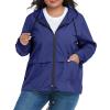 imageAmerican Trends Women Plus Size Light RainCoat Jackets Packable Hooded Waterproof Windbreaker for WomenNavy