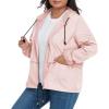 imageAmerican Trends Women Plus Size Light RainCoat Jackets Packable Hooded Waterproof Windbreaker for WomenPink