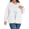 imageAmerican Trends Women Plus Size Light RainCoat Jackets Packable Hooded Waterproof Windbreaker for WomenWhite