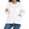 imageAmerican Trends Women Plus Size Light RainCoat Jackets Packable Hooded Waterproof Windbreaker for WomenWhite