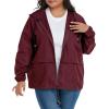imageAmerican Trends Women Plus Size Light RainCoat Jackets Packable Hooded Waterproof Windbreaker for WomenWine Red