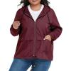imageAmerican Trends Women Plus Size Light RainCoat Jackets Packable Hooded Waterproof Windbreaker for WomenWine Red