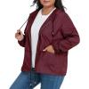 imageAmerican Trends Women Plus Size Light RainCoat Jackets Packable Hooded Waterproof Windbreaker for WomenWine Red