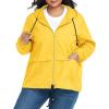 imageAmerican Trends Women Plus Size Light RainCoat Jackets Packable Hooded Waterproof Windbreaker for WomenYellow