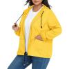 imageAmerican Trends Women Plus Size Light RainCoat Jackets Packable Hooded Waterproof Windbreaker for WomenYellow