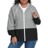 imageAmerican Trends Women Plus Size Light RainCoat Jackets Packable Hooded Waterproof Windbreaker for WomenZ GreyBlack